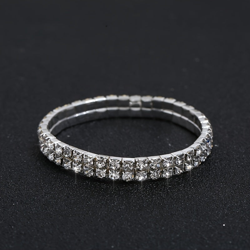 Luxurious Geometric Alloy Plating Rhinestones Silver Plated Women's Bracelets Earrings Necklace jewelry set