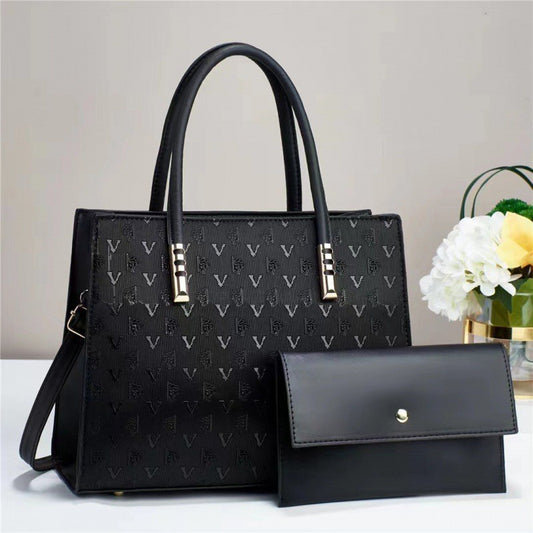 Women's Pu Leather Printing Letter Vintage Style Classic Style Square Zipper Bag Sets Tote Bag