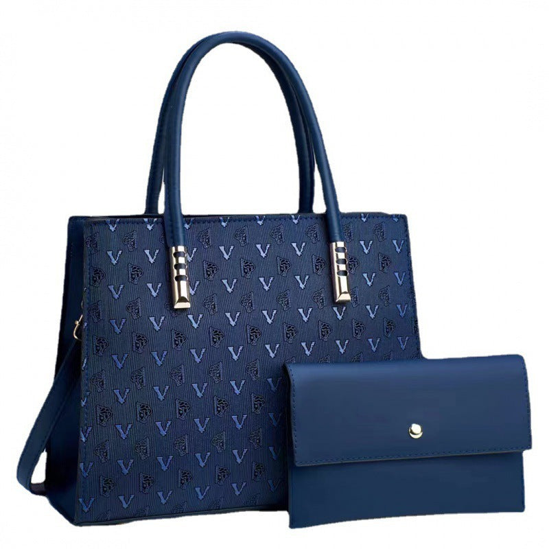 Women's Pu Leather Printing Letter Vintage Style Classic Style Square Zipper Bag Sets Tote Bag